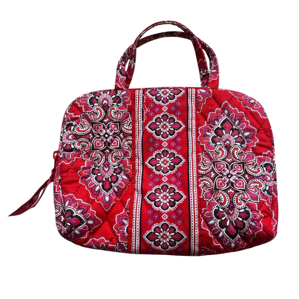 Vera Bradley NWOT Elegant Red Quilted Floral Cosmetic Bag